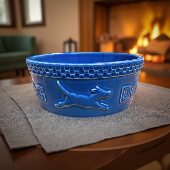 Vintage Mulligan Blue Dog Bowl | Longaberger Pottery Pet Dish | 7.5” Stoneware F - Picture 6 of 6